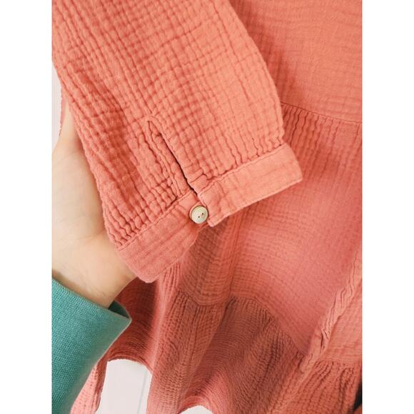 Honorine Giselle Gauze Tiered Mini Dress Mauve Pink Small Boho Western Fall - Picture 6 of 7